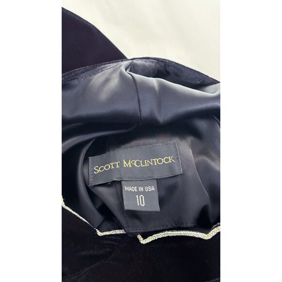 Vintage Scott McClintock Scalloped Velvet Maxi Formal Dress Womens Size 10 Black - Picture 9 of 10